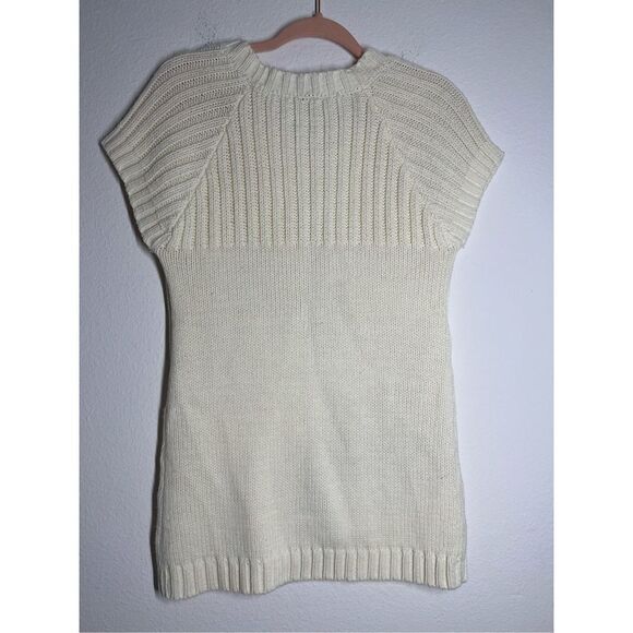 Twilight Short Sleeve Ivory Cream Cable Sweater Dress Size L - Picture 2 of 8